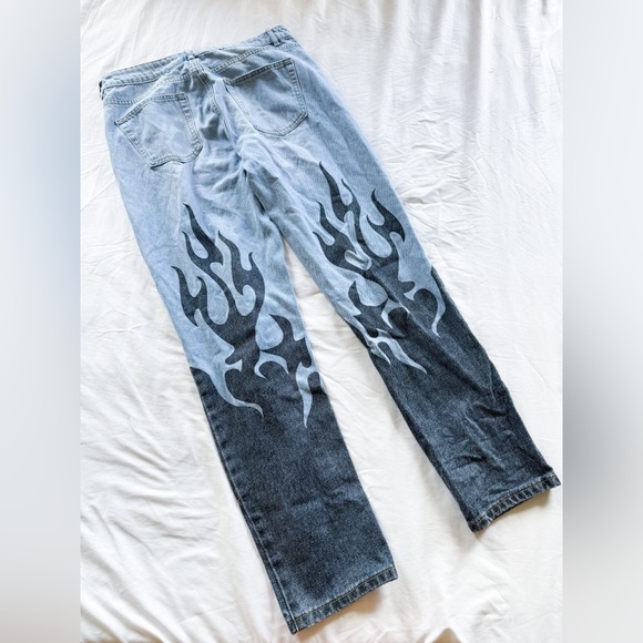 Edikted Flame Two Tone Denim Jeans High Rise Button Fly Women’s 34x31” - Picture 3 of 6